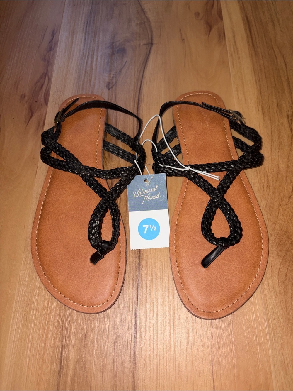 NWT Universal Thread Anabel Braided Thong Ankle Strap Sandals